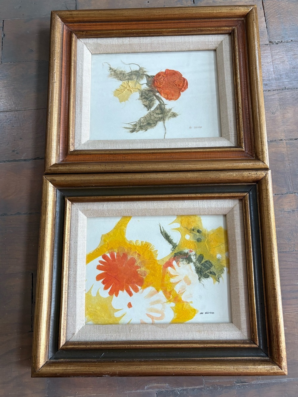 Vintage 1975 mixed media florals by Kay Sullivan